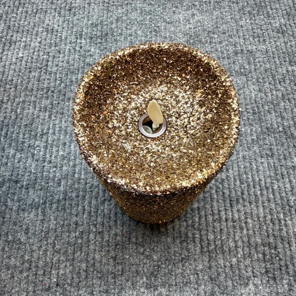 Luminara LED Flame Effect Candle 7in Chocolate Glitter Remote Battery Flameless